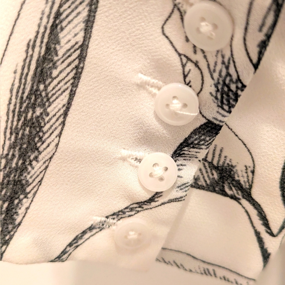 Club Monaco White And  Black Floral Dress. Pleated Details & Lined NWOT, Size 10 - Picture 9 of 10